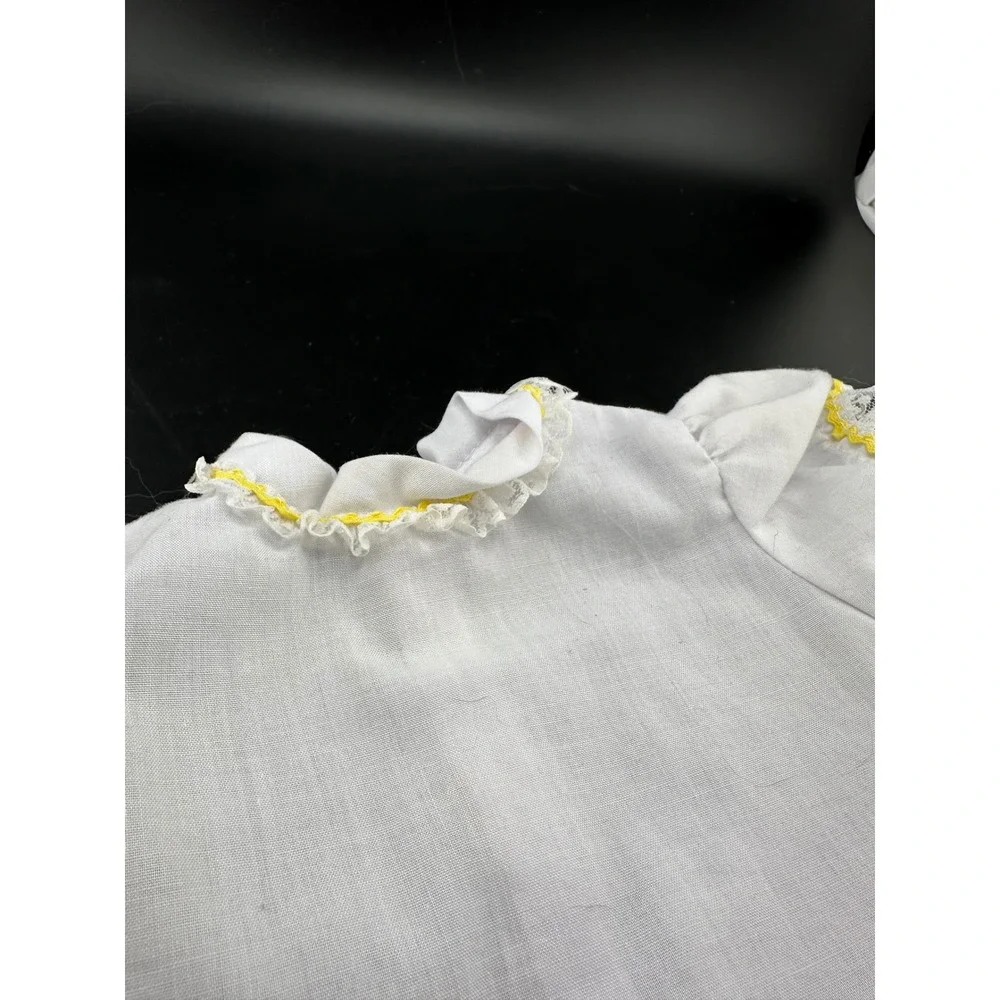 Cabbage Patch Kids Doll Shirt Kids White Lace Trim Yellow Rickrack 1980s Coleco